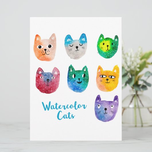 Menu Chats et amis à l'aquarelle (Debout devant)