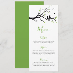 Menu Chats Romantiques En Amour Réception Verte & Blanc