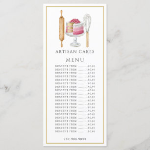 Menu Chef Pâtissier Aquarelle Ustensiles de Cuisine