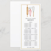 Menu Chef Pâtissier Aquarelle Ustensiles de Cuisine Men (Devant / Derrière)