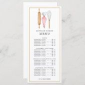 Menu Chef Pâtissier Boulangerie Aquarelle Ustensiles de (Devant / Derrière)