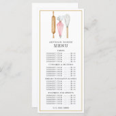 Menu Chef Pâtissier Boulangerie Aquarelle Ustensiles de (Devant / Derrière)