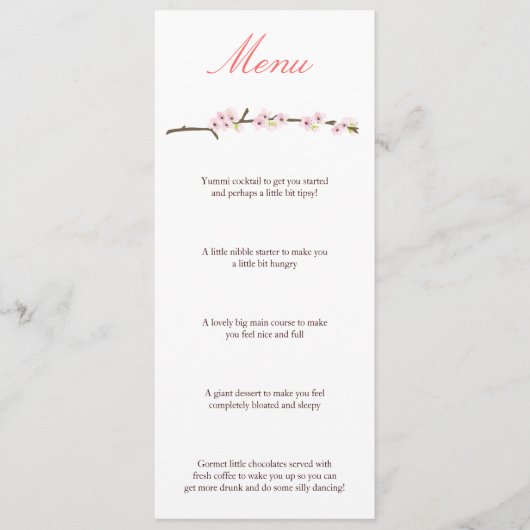 Menu Cherry Blossom Branch (White) (Voorkant)