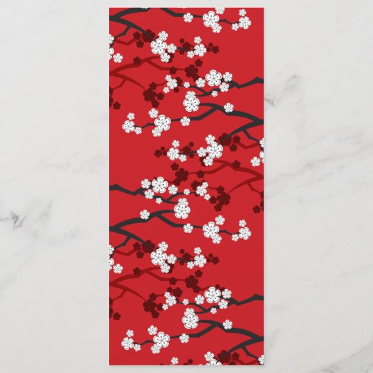 Menu Cherry Blossoms double bonheur Mariage chinois (Dos)