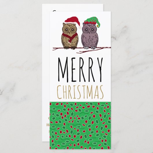 Menu Cheval père Noël et Chouette Elf (Devant / Derrière)