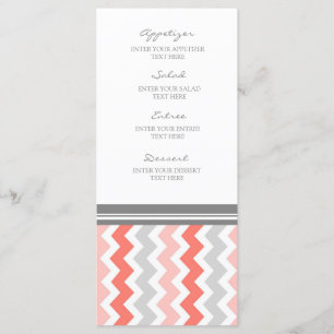 Menu Chevron gris de corail de mariage