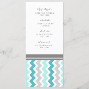 Menu Chevron gris turquoise de mariage