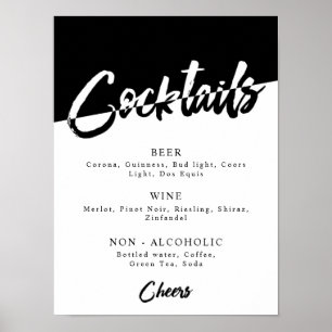 Menu Chic Black and White Party Drink Poster