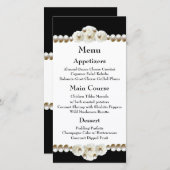 Menu Chic Black & White Pearl Mariage (Devant / Derrière)