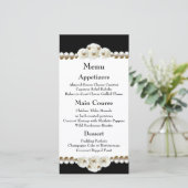 Menu Chic Black & White Pearl Mariage (Debout devant)