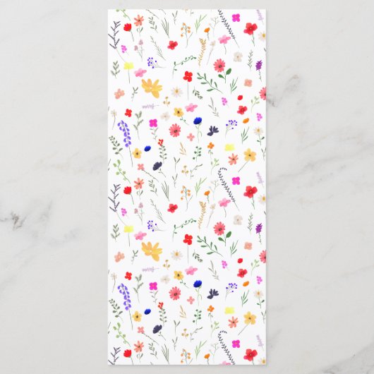 Menu Chic boho fleur sauvage lumineux jardin mariage (Dos)