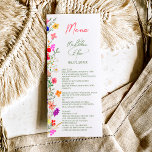 Menu Chic boho fleur sauvage lumineux jardin mariage<br><div class="desc">Ajoutez une touche d'élégance bohème à votre dîner mariage avec ce menu de mariage moderne chic Boho Bright Elegant Fleurs sauvages colorées. Avec ses tons roses, rouges, verts et violets, ses fleurs botaniques inspirées des jardins rustiques fleur sauvage et aquarelles, sa subtile verdure et sa typographie boho moderne. Avec élégante...</div>