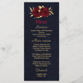 Menu Chic bordeaux et or bleu marine mariage (Devant)