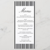 Menu Chic Bow Minimalist Stripe Black White wedding (Devant)