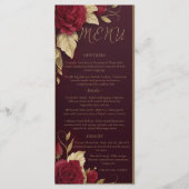 Menu Chic Burgundy et or espagnol Mariage rouge (Devant)