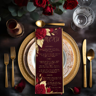 Menu Chic Burgundy et or espagnol Mariage rouge