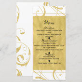 Menu chic de mariage en spirale florale or blanc e (Devant / Derrière)