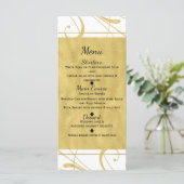 Menu chic de mariage en spirale florale or blanc e (Debout devant)