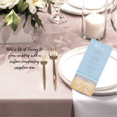 Menu Chic Dusty Blue 2 coeurs sur la plage Mariage