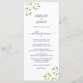 Menu Chic Eucalyptus Foliage Bleu foncé Mariage Script (Devant)