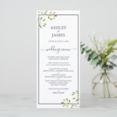Menu Chic Eucalyptus Green Navy Mariage botanique bleu (Debout devant)