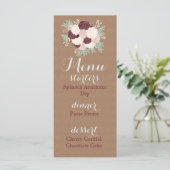 Menu Chic Floral Reception - Dark Wine Accent (Staand voorkant)