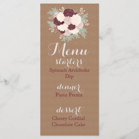 Menu Chic Floral Reception - Dark Wine Accent (Voorkant)