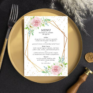 Menu Chic Géométrique Mariage floral à huile d'or