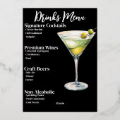 Menu Chic Gold Drinks Party Bar (Verso)