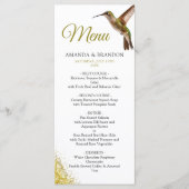 Menu Chic Green Hummingbird et Gold Dust Mariage (Devant)