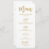Menu Chic Hand Lettered Gold Wedding Hartelijk dan (Voorkant / Achterkant)