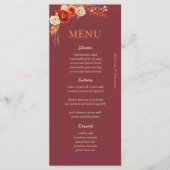 Menu Chic mariage à fleurs orange terre cuite d'automne (Devant)