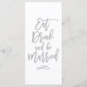 Menu Chic Mariage Argent Lettré à la main (Dos)