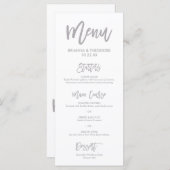 Menu Chic Mariage Argent Lettré à la main (Devant / Derrière)