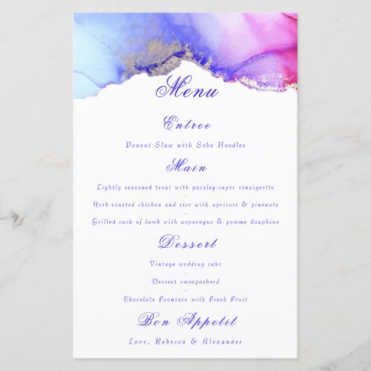 Menu Chic Mariage blanc violet (Devant)