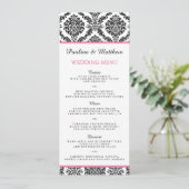 Menu chic Mariage damassé noir et blanc (Debout devant)