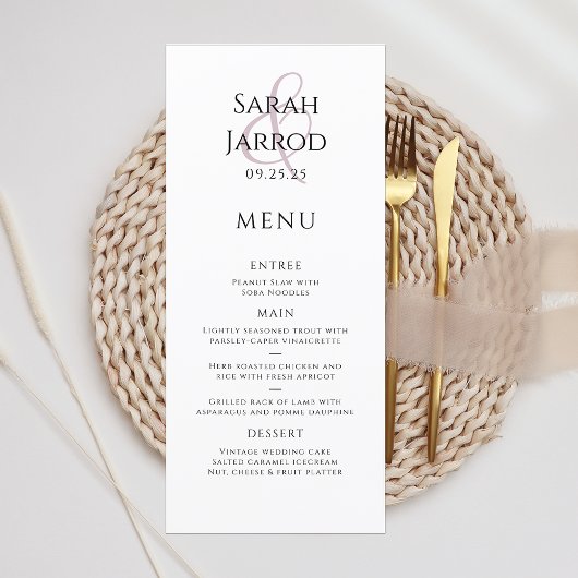 Menu Chic Mariage Rose Dusty