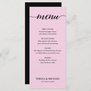 Menu Chic Mariage rose noir et blanc Simple modifiable
