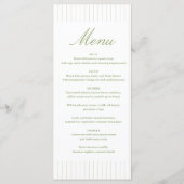 Menu Chic Minimalist Stripe Green Wedding (Devant)