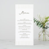 Menu Chic Minimalist Stripe Green Wedding (Debout devant)