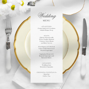 Menu Chic minimaliste minimaliste mariage gris blanc