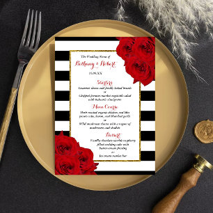 Menu Chic Moderne Luxe Mariage Collection - Roses rouge