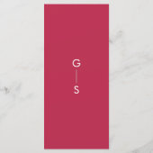 Menu Chic moderne Magenta Rouge Blanc Monogramme Mariag (Dos)