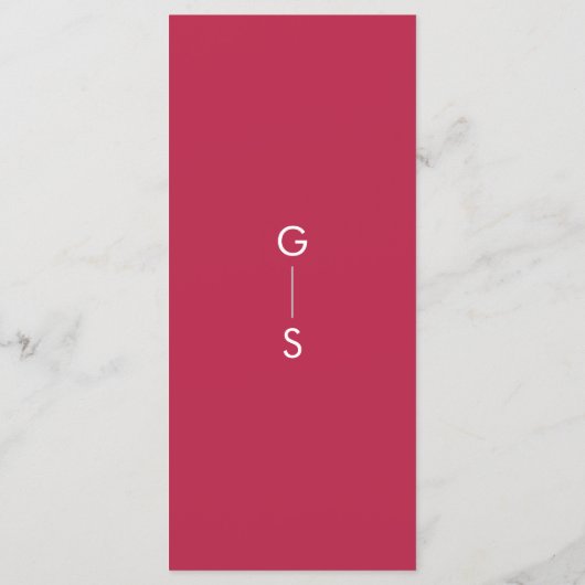 Menu Chic moderne Magenta Rouge Blanc Monogramme Mariag (Dos)