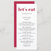 Menu Chic moderne Magenta Rouge Blanc Monogramme Mariag (Devant / Derrière)