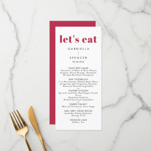 Menu Chic moderne Magenta Rouge Blanc Monogramme Mariag