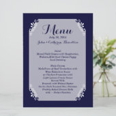 Menu Chic Navy Blue and White Custom Wedding (Debout devant)