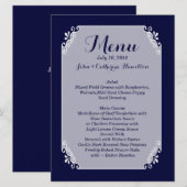 Menu Chic Navy Blue and White Custom Wedding (Devant / Derrière)
