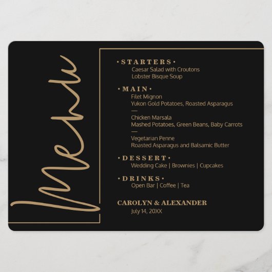 Menu Chic Noir et Or (Devant)