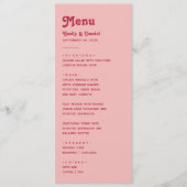 Menu Chic Retro Été Rose Chaud & Blush Mariage (Devant)